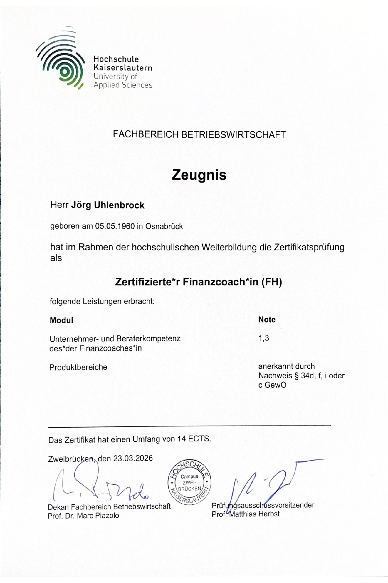 Zertifikat 6